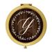 Koyal Wholesale Gold Compact Mirror Bridesmaid s Wedding Gift Rustic Wood with Laurels Monogram Letter Y 1-Pack