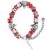 Silvertone 3-D Hair Curling Iron Red Christmas Bead Bracelet