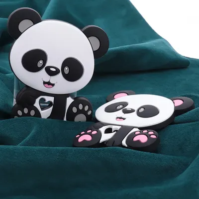 Anneau de dentition en Silicone 10 pièces dessin animé Panda sans BPA pendentif en Silicone de