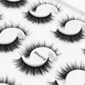 Faux-Cils Courts en Vison Naturel Croisés Dense Faits à la Main en Coton pour Maquillage