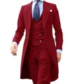 Blazer de Rhsmoking pour hommes veste gilet pantalon long manteau conceptions chinoises rouges