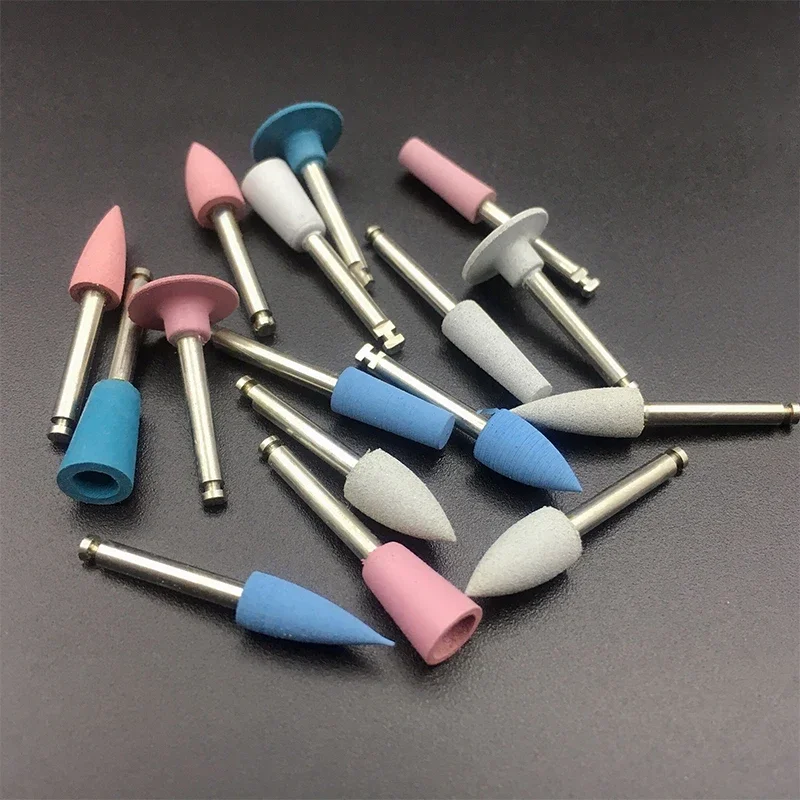 Têtes de meulage dentaires en Silicone, brosses de polissage pour Machine à basse vitesse, matériaux dentaires, 10 pièces/lot