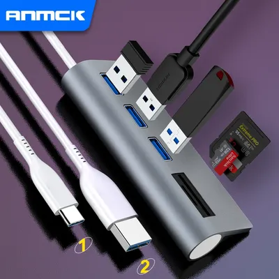 Anmck-airies USB 2.0 à 5 ports avec lecteur de carte SD accessoire pour ordinateur portable Macbook