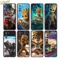 Coque de téléphone noire Groot Marvel Avengers pour Samsung Galaxy S23 S22 S21 Ultra Plus Note