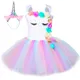 Robe tutu de fête d'anniversaire pour filles robe de demoiselle d'honneur arc-en-ciel pastel