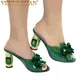 Escarpins africains de couleur verte chaussures d'été à talons hauts pour femmes chaussures de