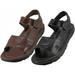 Easy USA 2327176 Mens PU Upper Leather with Cloth Hook & Eye Straps Sandals, Black & Brown - Case of 24
