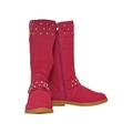 Girls Fuchsia Suede Studded Buckle Long Boots