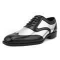 Bolano Mens Oxford Block Heel Two Tone Lace Up Tuxedo Dress Shoes Silver Size 9