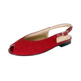 PEERAGE Kelsey Women Wide Width Peep Toe Adjustable Slingback Comfort Suede Flat RED 6.5