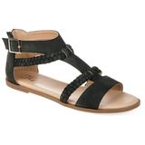 Brinley Co. Womens Comfort T-strap Braided Sandal