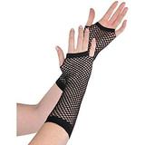 long fishnet gloves - black