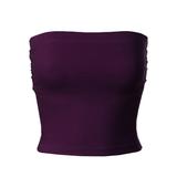 Made by Olivia Women's Solid Casual Summer Side Shirring Scrunched Double Layered Tube Top
