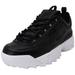 Fila Womens Disruptor II Premium Leather Low Top Sneakers B/W 10 Medium (B,M)