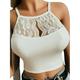 Women's Fashion Floral Lace Spaghetti Straps Bra Patchwork Lingerie Top Sleeveless Halter Hollow Out Crop Top Cup Bra Plus Size S-5XL