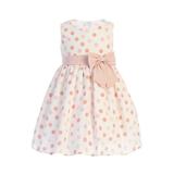 Lito Little Girls Peach Polka Dots Bow Sleeveless Rayon Easter Dress