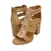 Qupid Brammer 56X Women's Strappy Open Toe Chunky Heels