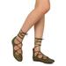 New Breckelles Ava-01 Women Leatherette Lace Up Ankle Wrap Ballet Flat