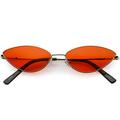 Retro Small Metal Cat Eye Sunglasses For Women Color Tinted Lens 55mm (Gold / Red)