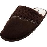 Norty Mens Slippers Slip-On Indoor Outdoor Scuffs - Faux Suede, Fleece or Ribbed Knit 40795-Medium Brown