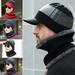 Men Camping Hat Winter Beanie Baggy Warm Wool Fleece Ski Cap + Scarf Neckerchief