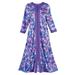 Collections Etc Women's Paisley Zip-front Robe PURPLE LARGE