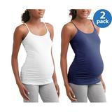 Oh! Mamma Maternity Camisole Tee with Flattering Side Ruching, 2-pack - Available in Plus Sizes