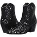 Betsey Johnson Mozart Mid-Calf Western Boot Black Leather Cowboy Booties (9, BLACK)