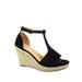 Judith-36 Women's Open Toe T Strap Ankle Strap Espadrille Wedge Sandals