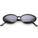 True Vintage Oval Sunglasses Colored Mirror Lens 51mm (Black / Smoke Mirror)