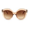 Kid Size Girls Bling Engrave Thick Plastic Butterfly Sunglasses All Brown