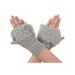 Women's Faux Fur Fingerless Winter Gloves Hand warmers,light grey
