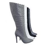 Pledge27 by Aquapillar, Pointed Toe Knee High Heel Dress Sandal w Checker Solid & Glitter