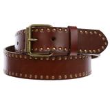 Genuine Vintage Retro Circle Studded Leather Belt - Interchangeable buckle