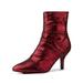 Allegra K Women's Metallic Back Zip Stiletto Ankle Slouchy Boots Red 7