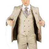 Adam Baker by Needle & Stitch 12965 Men's 3-Piece Peak Lapel Modern Fit Suit- Beige 42S