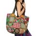 Women Large Shoulder Bag Tote Woven Embroidered Beach Fashion Boho Hippie Unique Laptop School Everyday Casual Black Floral