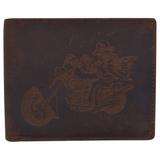 Men's Motorcycle Biker Logo RFID Blocking Genuine Leather Bifold Wallet