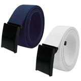 Boy's School Uniform Black Flip Top 2pc Military Canvas Web Belts X-Large Navy, White