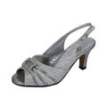 FLORAL Nadine Women's Wide Width Peep Toe Dress Slingback with Jewels SILVER 10