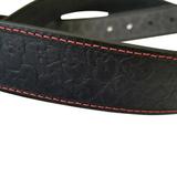 Black Solid Veg-Tan Stitched Leather Belt - Embossed Skulls 1.5" (38)