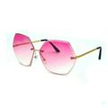 Women Oversized Rimless Diamond Cutting Lens Sunglasses