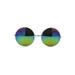 Oil Slick Mirror Lens 70s Hippie Round Circle Metal Wire Rim Sunglasses Silver