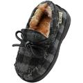 NORTY Boys Girls Kids Unisex Fleece Plaid Moccasin Slip-on Slipper - Runs 2 Sizes Small 40919-3MUSLittleKid Grey Buffalo Plaid