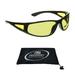 proSPORT Yellow Lens BIFOCAL Safety Rading Glasses - Night Vision Driving Riding Sport Side Shield Wrap Reader Gloss Black Frame +1.50