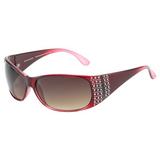 Piranha Women's "Prestige" Gradient Red Frame Fashion Sunglasses with Brown Gradient Lens