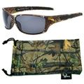 Hornz Brown Forrest Camouflage Polarized Sunglasses for Men Full Frame & Free Matching Microfiber Pouch - Brown Camo Frame - Smoke Lens