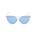 Womens Cat Eye Mirror Flat Lens Silver Frame Fashion Sunglasses