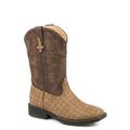 Roper Caiman Kids Boys Tan Faux Leather Chomp Cowboy Boots 11