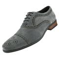 Asher Green AG2201 - Men's Dress Shoes - Genuine Cow Suede Leather Cap Toe Oxfords, Lace Up Mens Dress Shoes - Unique Decorations and Broguing